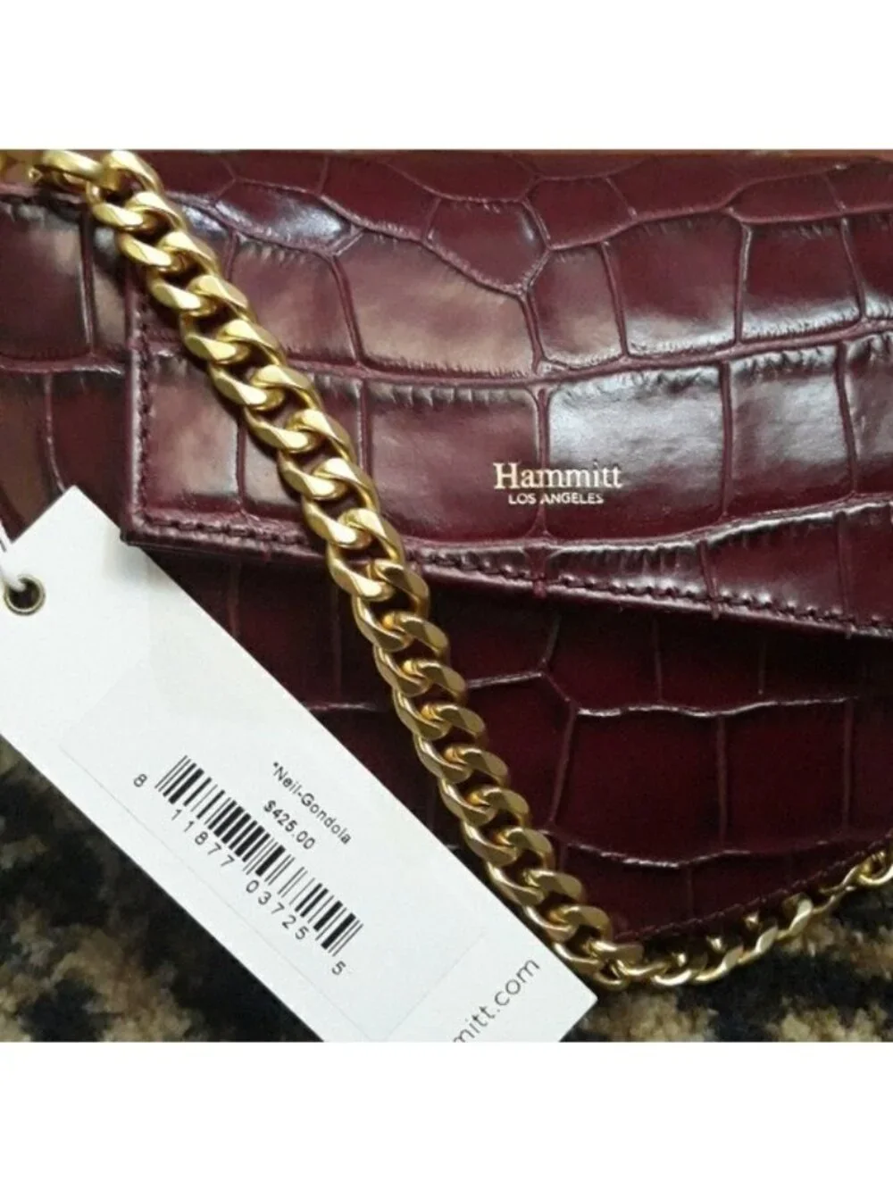Hammitt Neil Belt & Convertible Clutch Purse Fanny Handbag Maroon Red Gold NEW